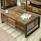 Aspen Reclaimed Wood Industrial 4 drawer Coffee Table 120x70x40cm